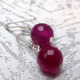 short semi-precious pink bead earring design