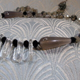 handmade black grey semi-precious pendant necklace