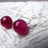 semi-precious pink drop earrings short length