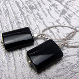 long drop black earrings handmade uk