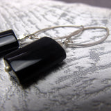 long drop black onyx sterling silver earrings uk