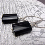 long drop earrings handmade black onyx sterling silver