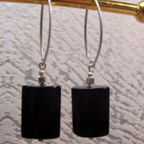 long semi-precious black onyx earrings handmade uk