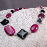 big bold pink black chunky necklace