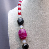pink black chunky semi-precious beads