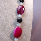 chunky semi-precious beads pink agate black onyx