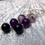 purple semi-precious bead earrings handmade uk