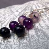 semi-precious beaded purple earrings