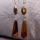 longer length teardrop brown bead earrings