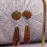 longer length brown semi-precious stone bead earrings