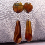 long drop semi-precious bead earrings brown in colour