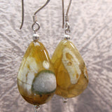 jasper teardrop shaped bead earrings