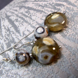 jasper and agate beaded semi-precious stone earrings