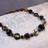 short brown semi-precious bead necklace uk
