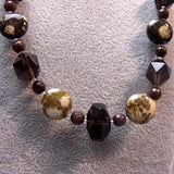 unique unusual brown semi-precious bead short necklace