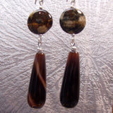 brown semi-precious teardrop bead earrings handmade uk