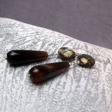 long drop brown semi-precious stone earrings