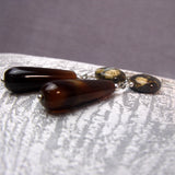 brown teardrop semi-precious handmade earrings