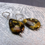 stunning jasper teardrop shaped bead earrings