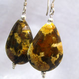 beautiful jasper teardrop bead earrings handcrafted uk