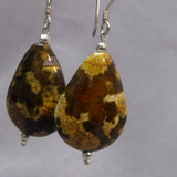 teardrop earrings crafted from jasper semi-precious beads