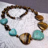 handmade chunky heart semi-precious bead necklace design