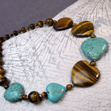chunky semi-precious bead necklace, heart shaped beads