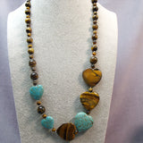 heart designed chunky semi-precious stone necklace