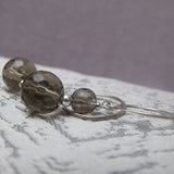 smoky quartz bead earring handmade uk