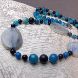long semi-precious bead chunky blue necklace