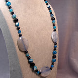 long handmade chunky blue necklace uk