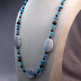 longer length chunky necklace handmade blue beads