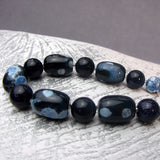 blue bead semi-precious stone necklace