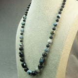 beaded blue necklace handmade agate beads