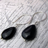 short drop black onyx teardrop bead earring design