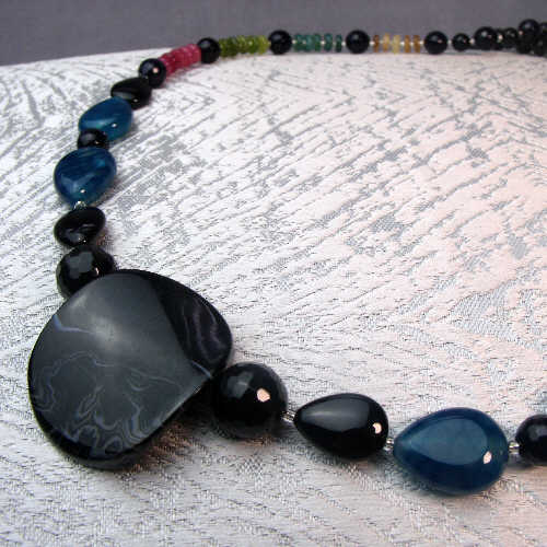 beaded semi-precious stone necklace design, handmade semi-precious bead necklace uk