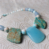 chunky blue handmade necklace