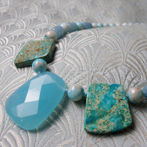 handmade chunky necklace, chunky semi-precious bead necklace NM8