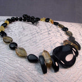 chunky black semi-precious bead necklace handmade uk