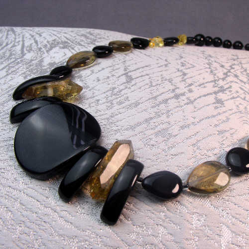 Chunky Black Semi-Precious Bead Necklace, Chunky Black Necklace