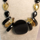 large black semi-precious bead chunky necklace design