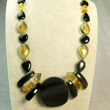 chunky handmade semi-precious stone bead necklace, large chunky black bead