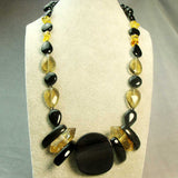 unique black chunky bead necklace shorter length