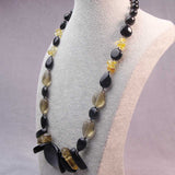 chunky large semi-precious bead necklace, chunky black beads