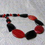 handmade red black chunky necklace