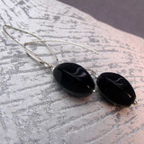 long black onyx sterling silver earrings