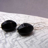 long drop black bead earrings