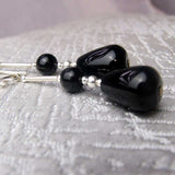 long drop black onyx earrings handmade uk