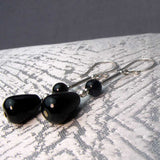 long drop black semi-precious bead earrings uk