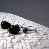 handmade black semi-precious bead earrings long drop